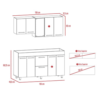 Combo para Cocina Almería, Incluye Cocina Integral y Mesa Auxiliar