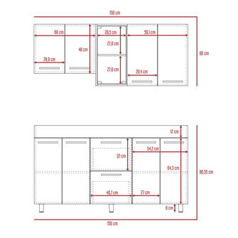 Mueble Multiusos Prada, Moca y Blanco, Incluye Mesón Derecho