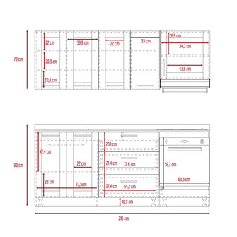 Cocina Integral Elica, Beige, Incluye Mesón Izquierdo con Estufa 4 Puestos A Gas + Campana + Horno