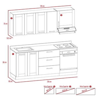 Cocina Integral Elica, Beige, Incluye Mesón Izquierdo con Estufa 4 Puestos A Gas + Campana + Horno