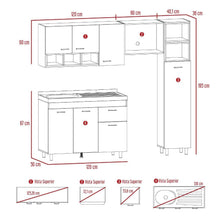 Cocina Integral Osmel, Nacar y Blanco, Incluye Mesón Izquierdo En Acero Inoxidable