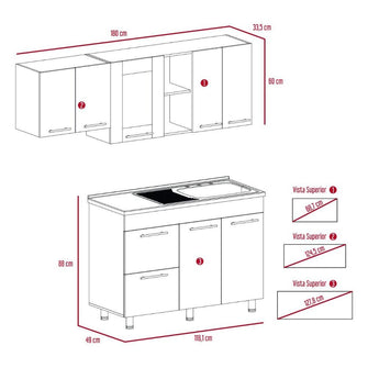 Cocina Integral Kiret, Avellana y Blanco, Incluye Mesón Derecho Hc