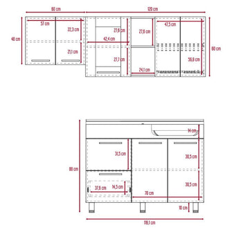 Cocina Integral Kiret, Avellana y Blanco, Incluye Mesón Derecho Hc