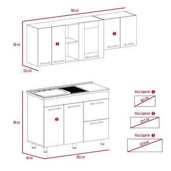 Cocina Integral Kiret, Avellana y Blanco, Incluye Mesón Izquierdo Hc