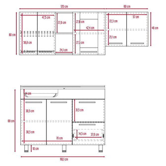 Cocina Integral Kiret, Avellana y Blanco, Incluye Mesón Izquierdo Hc