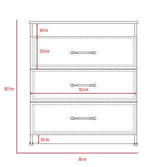 Organizador Cantabria, Avellana y Wengue, con Tres Cajones Deslizables con Cerraduras Metálicas