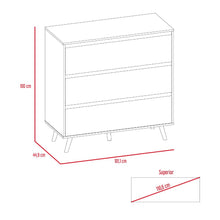 Organizador Durham, Beige y Blanco, con Tres Cajones Amplios y Patas En Madera