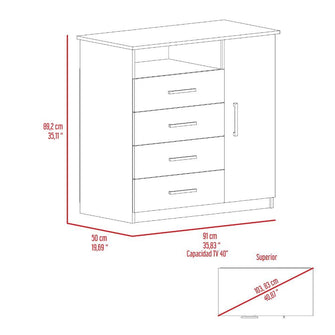 Organizador Barlovento, Humo, con Cuatro Cajones y una puerta X2