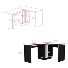 Escritorio en L Rook, Wengue, con amplia superficie de trabajo