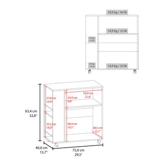 Mesa Auxiliar de Cocina Eldon, Wengue, con rodachina y rodachina de freno ZF