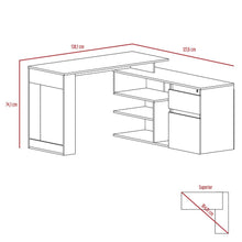 Escritorio En L Alteza, Café Claro, con Dos Cajones Organizadores