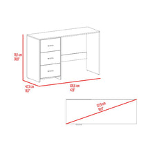 Escritorio Zoelo, Blanco Duqueza, con Tres Cajoneras Manijas Metálicas y Amplio Espacio de Almacenamiento