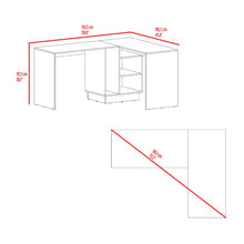 Escritorio en L Rook, Blanco y Wengue, con amplia superficie de trabajo ZF