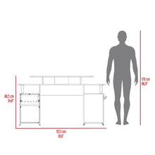 Escritorio Gamer Kein 2, Wengue y Rojo, con Espacio Adicional para Pantallas