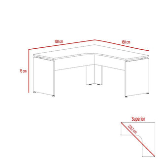 Escritorio En L Concept, Chocolate y Wengue, con Amplia Superfice