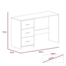 Escritorio Zoelo, Wengue, con Tres Cajoneras Manijas Metálicas y Amplio Espacio de Almacenamiento