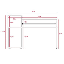 Escritorio Izan, Canela y Nevado, con Bandeja Porta Teclado Deslizable y Dos Entrepaños