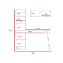 Escritorio Bonaire, Café Claro y Wengue, con Cuatro Entrepaños y Dos Módulos de Pared