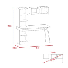 Escritorio Bonaire, Café Claro y Wengue, con Cuatro Entrepaños y Dos Módulos de Pared