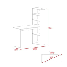 Escritorio Alma, Blanco, con Amplia Superficie y Dos Entrepaños
