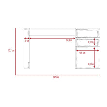 Escritorio Cosmo, Café Claro y Blanco, con Dos Cajones Multiusos y Un Cajón Archivador Adicional