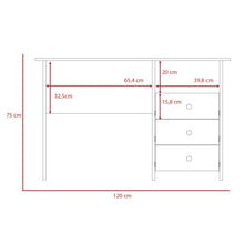 Escritorio Enzo, Blanco, con Un Entrepaño y Tres Cajones