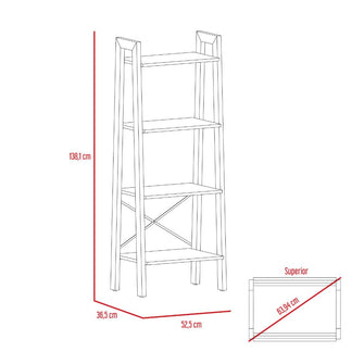 Estantería Dusty, Café Claro y Negro, con Cuatro Entrepaños
