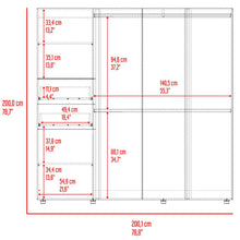 Closet Antalya 200x200, Avellana y Blanco, con 5 puertas abatibles