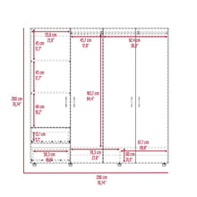 Closet Light 200, Nogal y Wengue, con amplios espacios de almacenamiento