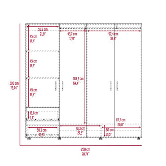 Closet Light 200, Nogal y Wengue, con amplios espacios de almacenamiento