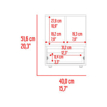 Mesa de Noche Mike, Avellana y Blanco Duqueza, con un cajon multiusos