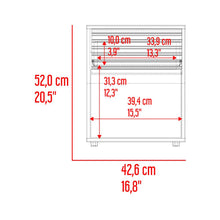 Mesa de Noche Wandda, Fresno Europeo y Roble Natural, con un cajón para guardar objetos