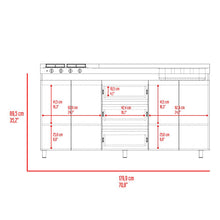 Gabinete Inferior Boreal, Blanco Duqueza y Fresno Europeo, Incluye Meson Haceb Derecho con Quemadores