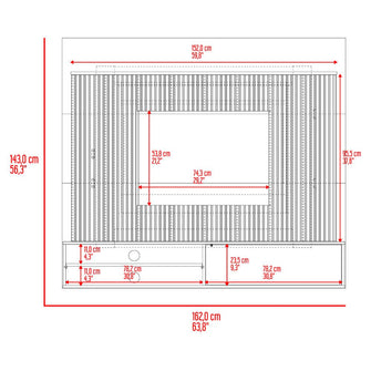 Panel de Tv Hober, Plata Oscuro y Bardolino, con Espacio Para Televisor desde 55" hasta 70"