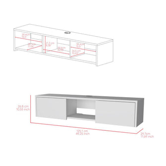 Mesa Para Tv Flotante Gleid, Blanco, con Dos Puertas Abatibles