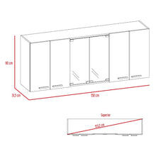 Gabinete Superior Vega, Blanco y Biege, incluye entrepaño móvil central y dos puertas de vidrio