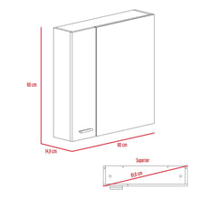 Gabinete de Baño Liena, Castaño y Café Claro, con Espejo Biselado de Buen Tamaño y Varios Entrepaños X2