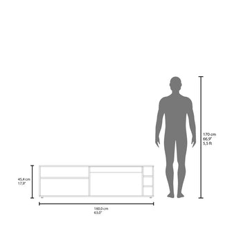 Mesa para TV Sunta, Blanco, con amplios espacios para ubicar dispositivos de entretenimiento 70" ZF