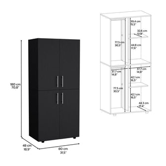 Closet Hancel, Wengue, Cuatro Puertas Abatibles y Dos Tubos Cromados ZF