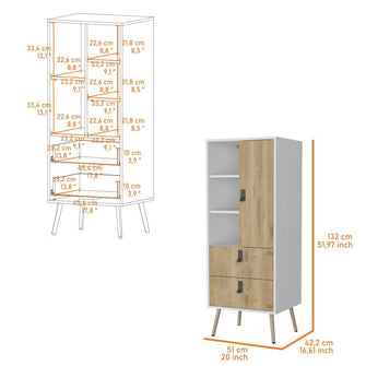 Organizador Huna, Macadamia y Blanco, con dos cajones diseño moderno ZF X2