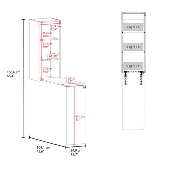 Mesa Para Planchar Plegable a la Pared Vesper, Blanco, con Amplia Superficie Baja Para Almacenamiento ZF