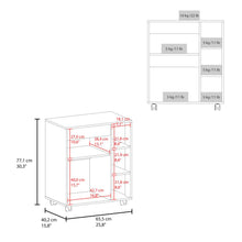 Modulo Microondas Con ruedas Kati, Kronos Blanco, una puerta abatible y compartimiento inferior de almacenamiento ZF