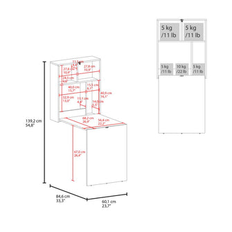 Escritorio Plegable Kaplan, Blanco, moderno Ahorrador de espacio ZF