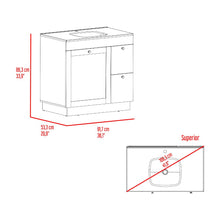 Mueble Para Lavamanos Baluarte, Blanco Duqueza, Incluye lavamanos Praia 36 ZF