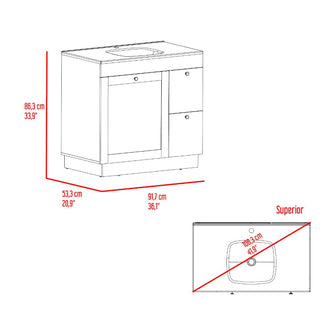 Mueble Para Lavamanos Baluarte, Blanco Duqueza, Incluye lavamanos Praia 36 ZF
