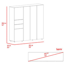 Closet Antalya 200x200, Avellana y Blanco, con 5 puertas abatibles