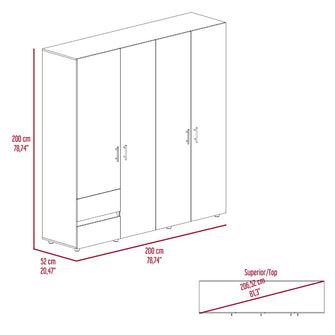 Closet Light 200, Nevado y Blanco, con amplios espacios de almacenamiento