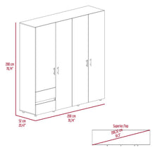 Closet Light 200, Nevado y Blanco, con amplios espacios de almacenamiento