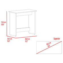Escritorio Ben Eco, Fresno Europeo y Blanco, con superficie para objetos decorativos