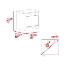 Mesa de Noche Tutto, Fresno Europeo y Wengue, con Cajón Para Guardar Objetos Ideal Para Espacios Reducidos